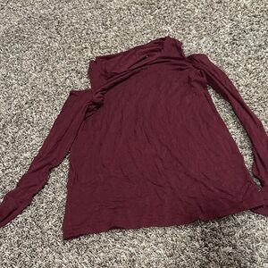 Chic Off-Shoulder Burgundy Long Sleeve Top